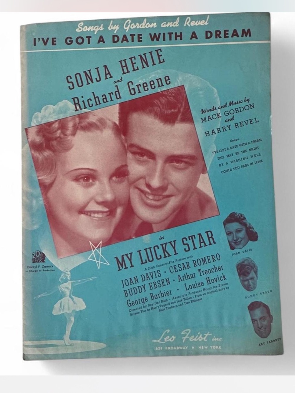 💜 Vintage “I’ve Got A Date With A Dream” from “My Lucky Star” (1938) Sheet Music